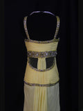 Retro 1950s Mermaid Straps Yellow Chiffon With Silver Beads Long Prom Dresses Inspo 22th Birthday Outfit Formal Dress HZ0311