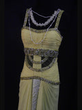 Retro 1950s Mermaid Straps Yellow Chiffon With Silver Beads Long Prom Dresses Inspo 22th Birthday Outfit Formal Dress HZ0311