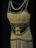 Retro 1950s Mermaid Straps Yellow Chiffon With Silver Beads Long Prom Dresses Inspo 22th Birthday Outfit Formal Dress HZ0311