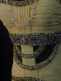 Retro 1950s Mermaid Straps Yellow Chiffon With Silver Beads Long Prom Dresses Inspo 22th Birthday Outfit Formal Dress HZ0311