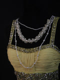 Retro 1950s Mermaid Straps Yellow Chiffon With Silver Beads Long Prom Dresses Inspo 22th Birthday Outfit Formal Dress HZ0311