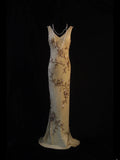 Vintage Mermaid V Neck Gold Sequins 1950s With Beads Bodice Long Prom Dresses Inspo 18th Birthday Outfit Formal Gown HZ0311