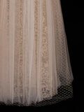 Elegant A line Strapless Champagne Tulle Lace Long Formal Fancy Evening Dresses Dinner Outfits Classy Party Gowns HZ0311