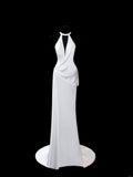 Timeless Women's Sheath Scoop Sleeveless White Satin With Backless Long Vintage Fitted 1920s Wedding Dresses HZ0311