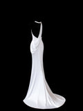 Timeless Women's Sheath Scoop Sleeveless White Satin With Backless Long Vintage Fitted 1920s Wedding Dresses HZ0311