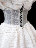 Chic Ball Gown Strapless Satin Tiered 16th Birthday Dress Short Homecoming Dresses Cocktail Gown HZ0311