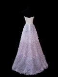 Elegant Ball Gown Strapless Lilac Tulle With Beads Long Formal Fancy Evening Dresses Dinner Outfits Classy Party Gowns HZ0311