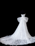 Timeless Women's A line Sweetheart Sleeveless White Tulle With Beads Fitted Long Vintage 1920s Wedding Dresses HZ0311