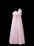 Elegant A line One Shoulder Pink Satin Long Formal Fancy Evening Dresses Dinner Outfits Classy Party Gowns HZ0311