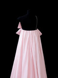 Elegant A line One Shoulder Pink Satin Long Formal Fancy Evening Dresses Dinner Outfits Classy Party Gowns HZ0311