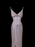 Chic Formal Mermaid Spaghetti Strap Pink Satin With Slit Cape Style Impress Long Prom Dresses Party Gowns HZ0311