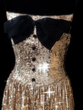 Elegant A line Spaghetti Straps Sequins Gold Long Formal Fancy Evening Dresses Dinner Outfits Classy Party Gowns HZ0311