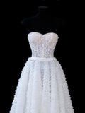 Elegant Ball Gown Sweetheart White Tulle Lace Tops Formal Fancy Evening Dresses Dinner Outfits Classy Party Gowns HZ0311