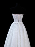 Elegant Ball Gown Sweetheart White Tulle Lace Tops Formal Fancy Evening Dresses Dinner Outfits Classy Party Gowns HZ0311