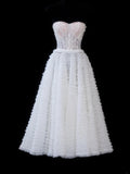 Elegant Ball Gown Sweetheart White Tulle Lace Tops Formal Fancy Evening Dresses Dinner Outfits Classy Party Gowns HZ0311