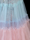 Elegant Ball Gown Strapless Multi Colors Tulle Lace Tops Formal Fancy Evening Dresses Dinner Outfits Classy Party Gowns HZ0311
