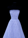 Chic Formal Ball Gown Strapless Lilac Tulle With Beads Style Impress Mid-Length Prom Dresses Party Gowns HZ0311