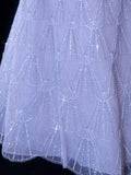 Chic Formal Ball Gown Strapless Lilac Tulle With Beads Style Impress Mid-Length Prom Dresses Party Gowns HZ0311