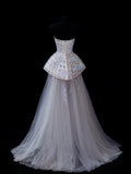 Elegant Ball Gown Strapless Multi Colors Tulle Lace Tops Formal Fancy Long Evening Dresses Dinner Outfits Classy Party Gowns HZ0311