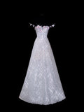 Elegant A line Spaghetti Straps White Sequin Long Prom Formal Fancy Evening Dresses Dinner Outfits Classy Party Gowns HZ0311