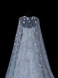 Elegant A Line Strapless Tulle With Tulle Cape Formal Fancy Long Evening Dresses Dinner Outfits Classy Party Gowns HZ0311