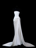Vintage Long Wedding Gowns 1960s Dresses Simple Mermaid Strapless Style for Bride Satin With Train White Petite/Plus Size Bridal Gown HZ0311