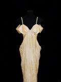 Chic Sheath Spaghetti Strap Yellow Long Prom Formal Fancy Evening Dresses Dinner Outfits Classy Party Gowns HZ0311