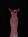 Elegant Mermaid Off The Shoulder Pink Sequin Formal Fancy Long Evening Dresses Dinner Outfits Classy Party Gowns HZ0311