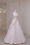 Elegant Ball Gown Strapless Fitted Corset Ruffles Satin Wedding Dress Bride Gowns Wedding Dresses HZ0311