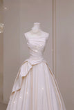 Elegant Ball Gown Strapless Fitted Corset Ruffles Satin Wedding Dress Bride Gowns Wedding Dresses HZ0311