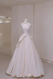 Elegant Ball Gown Strapless Fitted Corset Ruffles Satin Wedding Dress Bride Gowns Wedding Dresses HZ0311