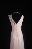 Vintage Prom Dresses 1950s Retro Classy A Line V Neck Pearl Pink Chiffon Inspo Long Prom Gown HZ0311