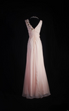 Vintage Prom Dresses 1950s Retro Classy A Line V Neck Pearl Pink Chiffon Inspo Long Prom Gown HZ0311