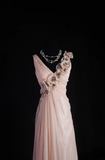 Vintage Prom Dresses 1950s Retro Classy A Line V Neck Pearl Pink Chiffon Inspo Long Prom Gown HZ0311