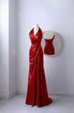 Sexy Mermaid Halter Red Sequin Prom Dresses Long Party Dress 21st Birthday Outfits Graduation Dress HZ0311