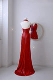 Sexy Mermaid Halter Red Sequin Prom Dresses Long Party Dress 21st Birthday Outfits Graduation Dress HZ0311