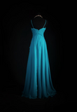 Retro Prom Dresses A Line Spaghetti Strap Blue Chiffon Vintage Fashion Long Prom Dresses Party Gowns HZ0311