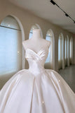 Elegant Ball Gown Sweetheart Fitted Corset Ruffles Satin Wedding Dress Bride Gowns Wedding Dresses With Gloves HZ0311