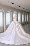 Elegant Ball Gown Sweetheart Fitted Corset Ruffles Satin Wedding Dress Bride Gowns Wedding Dresses With Gloves HZ0311