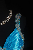 Vintage Prom Dresses 1950s Retro Classy Mermaid Sweetheart Blue Satin Slit Inspo Long Prom Gown HZ0311