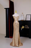 Sexy Mermaid Halter Gold Sequin Prom Dresses Long Party Dress 21st Birthday Outfits Formal Dress HZ0311