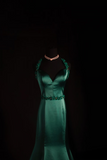 Vintage Prom Dresses 1950s Retro Classy Mermaid Sweetheart Dark Green Satin Inspo Long Prom Gown HZ0311