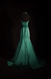 Vintage Prom Dresses 1950s Retro Classy Mermaid Sweetheart Dark Green Satin Inspo Long Prom Gown HZ0311