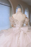 Luxury Women's Ball Gown Off The Shoulder With Beaded Pleated White Satin Floor Length Wedding Dresses HZ0311