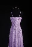 Retro Prom Dresses A Line Spaghetti Strap Lilac Tulle Vintage Fashion Long Prom Dresses Party Gowns HZ0311