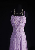 Retro Prom Dresses A Line Spaghetti Strap Lilac Tulle Vintage Fashion Long Prom Dresses Party Gowns HZ0311