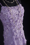 Retro Prom Dresses A Line Spaghetti Strap Lilac Tulle Vintage Fashion Long Prom Dresses Party Gowns HZ0311