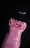 Retro Prom Dresses Mermaid Strapless Pink Organza With Beaded Vintage Long Prom Dresses Party Gowns HZ0311