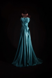 Retro Prom Dresses A Line Blue Strapless 80s With Pleated Satin Vintage Fashion Long Prom Dresses Party Gowns HZ0311