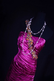Retro Prom Dresses Mermaid One Shoulder Fuchsia Satin Beaded Vintage Fashion Long Prom Dresses Party Gowns HZ0311